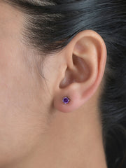 1 Carat Amethyst Solitaire Earring Studs-5