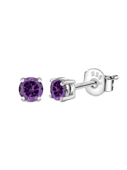 1 Carat Amethyst Solitaire Earring Studs-4