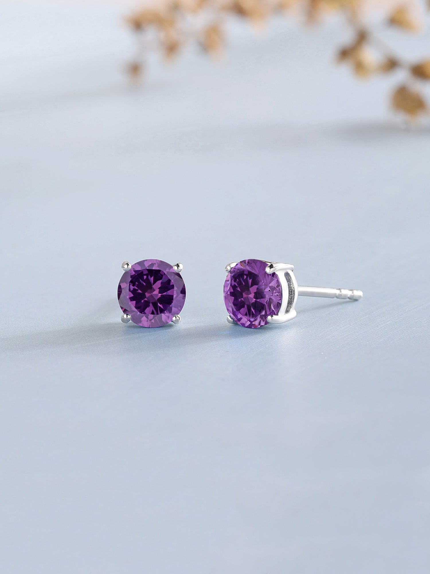 AMETHYST SOLITAIRE EARRING STUDS