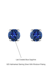 1 Carat Blue Sapphire Solitaire Earring Studs-5