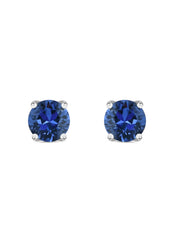 1 Carat Blue Sapphire Solitaire Earring Studs-4