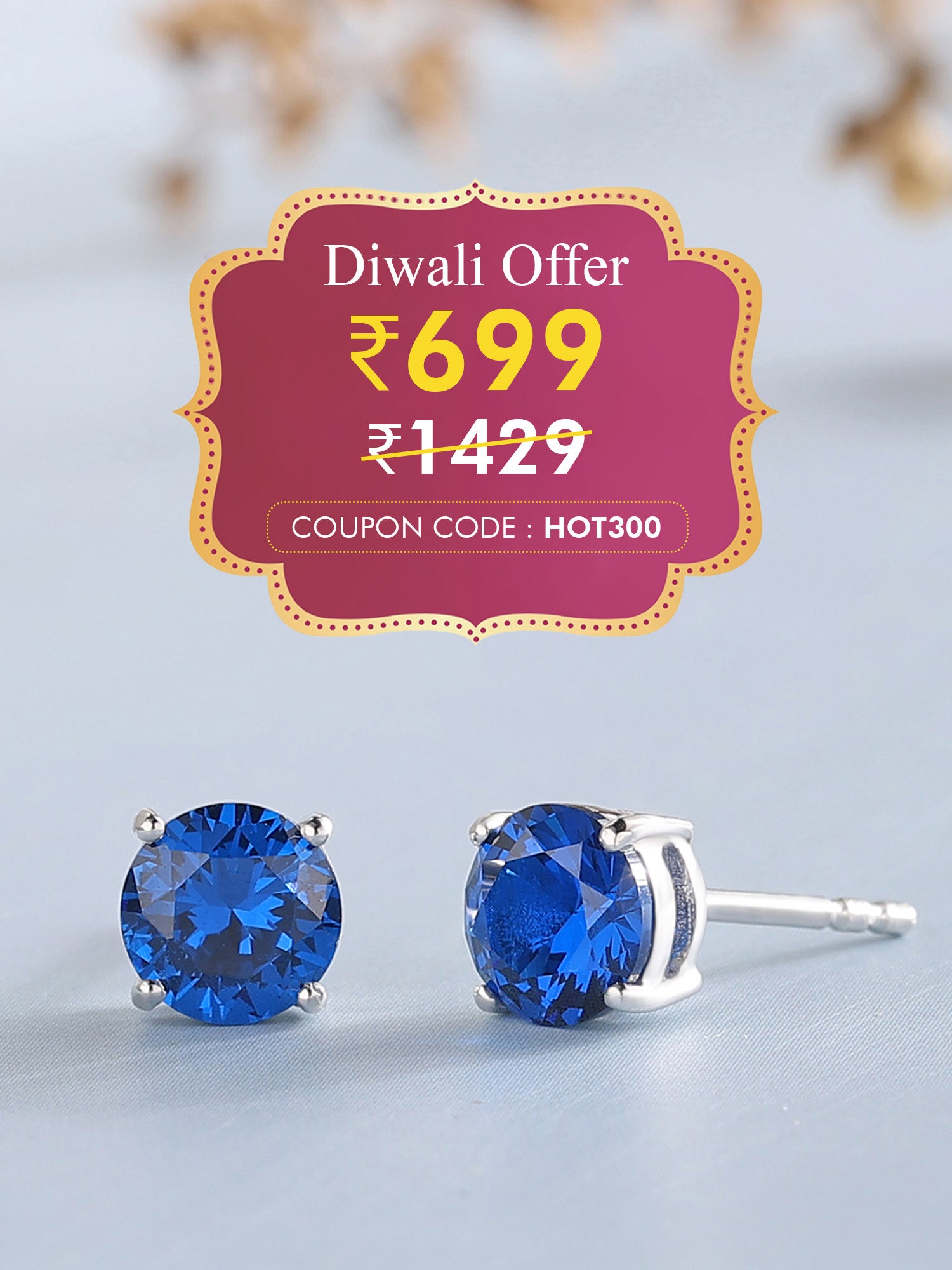 1 Carat Blue Sapphire Solitaire Earring Studs_22