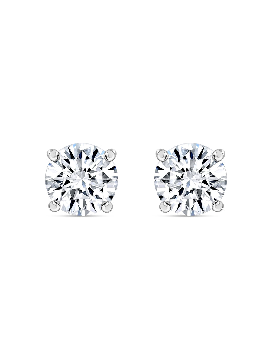 1 Carat AAA Grade American Diamond Look Solitaire Stud Earrings Made With 925 Silver-1\