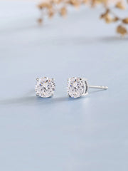 1 Carat AAA Grade American Diamond Look Solitaire Stud Earrings Made With 925 Silver-2