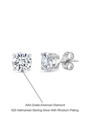 1 Carat AAA Grade American Diamond Look Solitaire Stud Earrings Made With 925 Silver-5