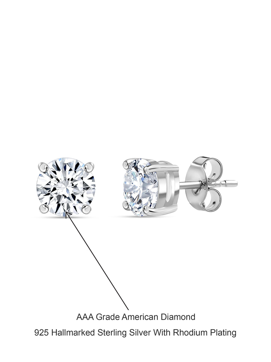 1 Carat AAA Grade American Diamond Look Solitaire Stud Earrings Made With 925 Silver-5