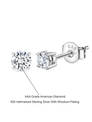 1 Carat AAA Grade American Diamond Look Solitaire Stud Earrings Made With 925 Silver-2