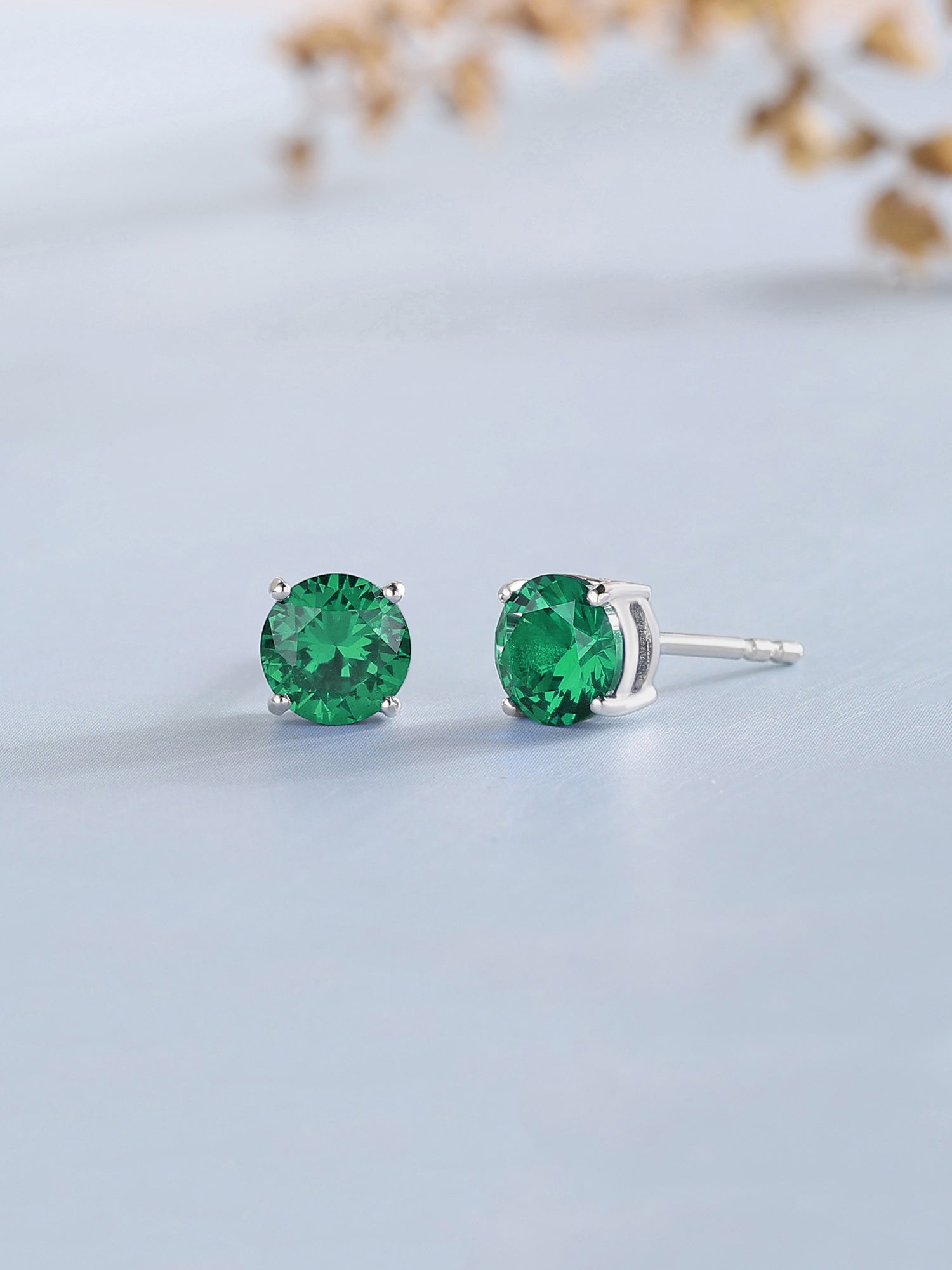 1 Carat Emerald Dailywear Solitaire Studs