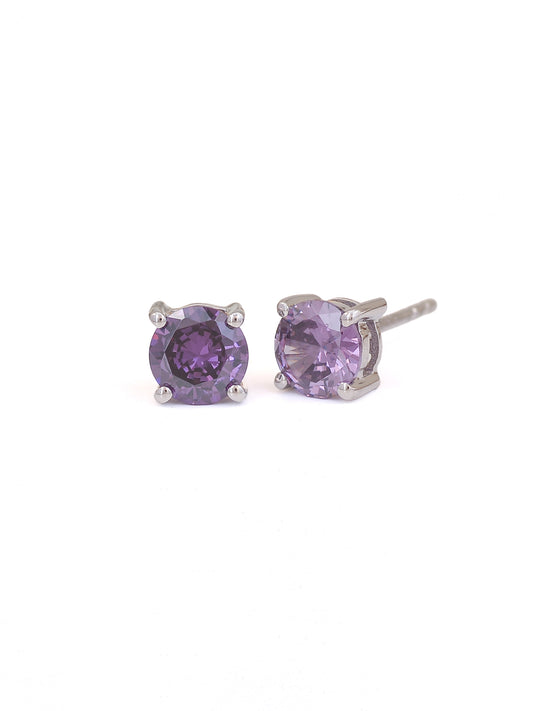 Amethyst Solitaire Earring Studs