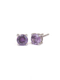 1 Carat Amethyst Solitaire Earring Studs