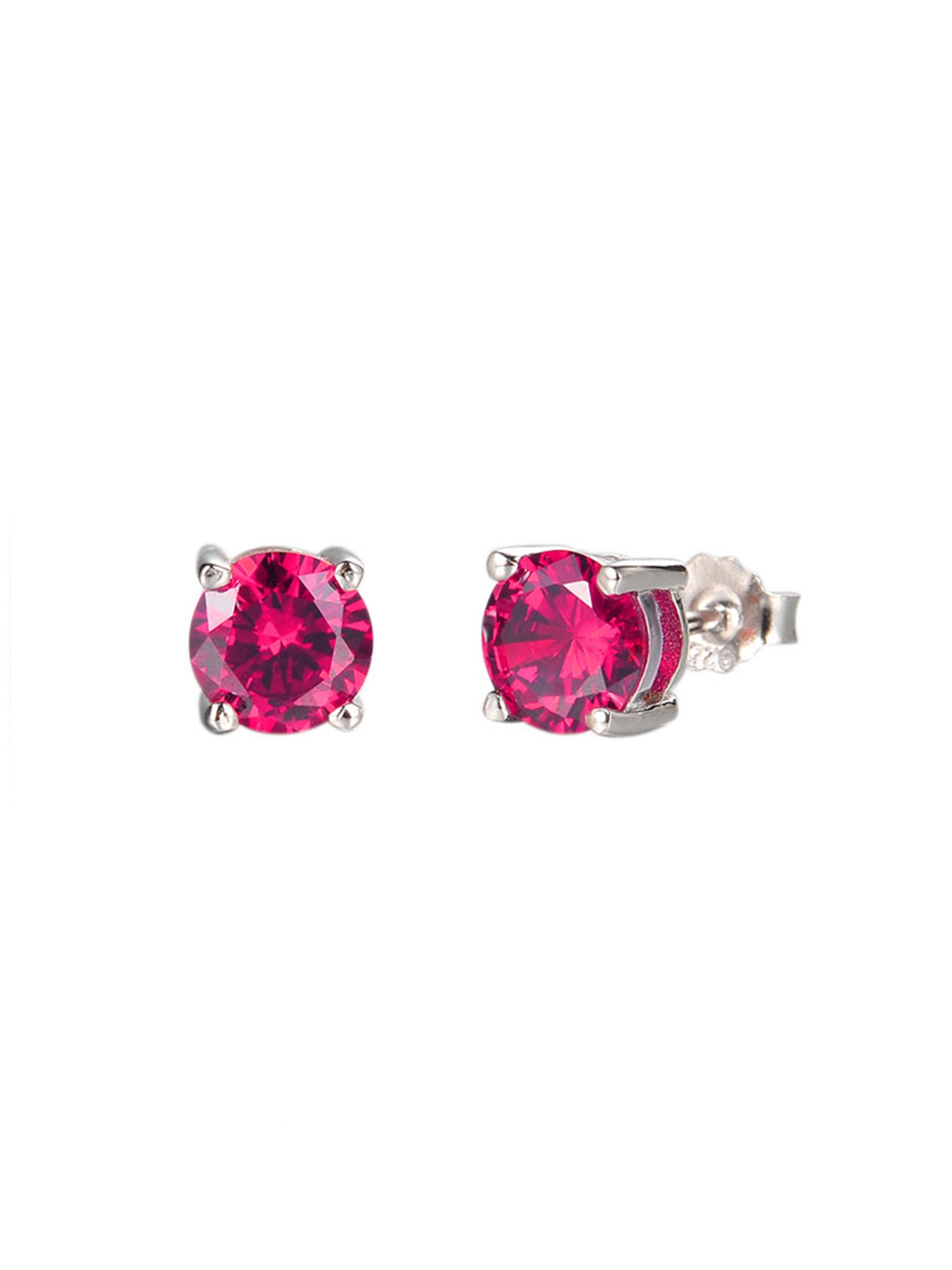 1 Carat Ruby Solitaire Earring Tops In Silver