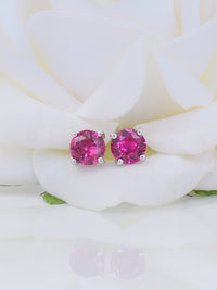 Ruby Solitaire Earring Tops In Silver