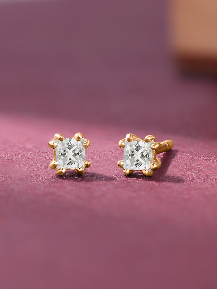 Lab-Grown Solitaire Diamond Stud Earrings In 14K Gold_1