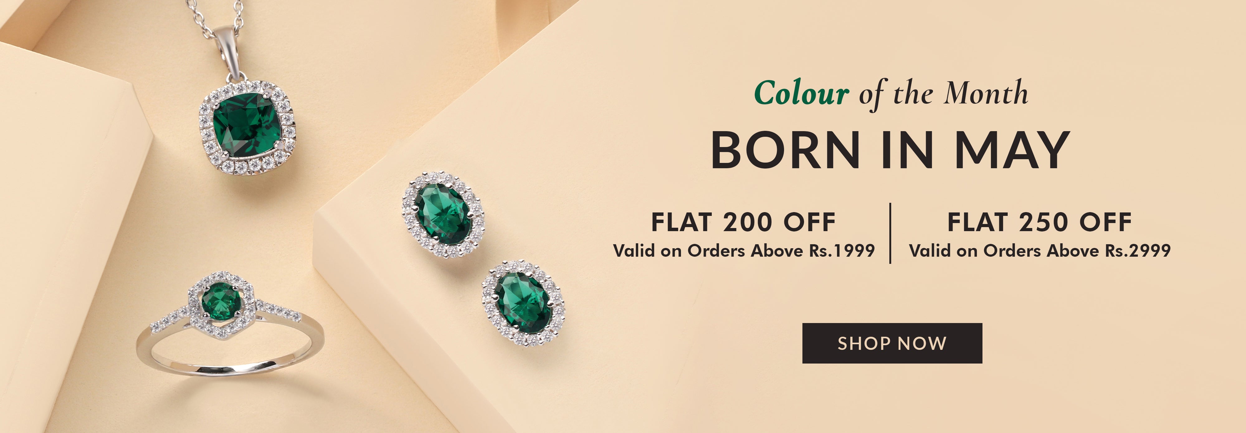Buy pure 925 silver Birthstone of may jewellery, emerald earrings, emerald rings, emerald necklace