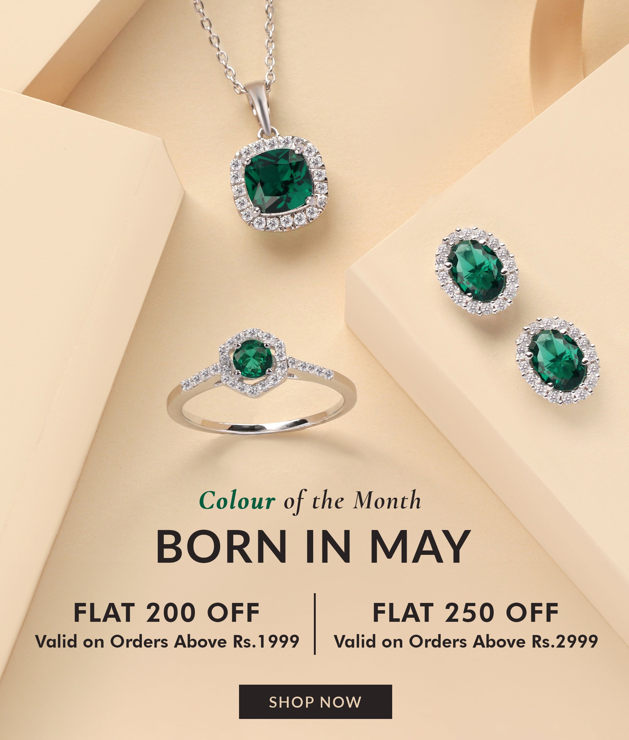 Buy pure 925 silver Birthstone of may jewellery, emerald earrings, emerald rings, emerald necklace