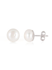 NATURAL FRESHWATER PEARL STUD EARRING FOR WOMEN IN 925 SILVER-1