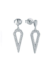 Long Silver Earrings In Geometric Design