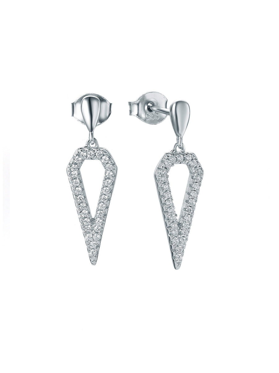 Long Silver Earrings In Geometric Design