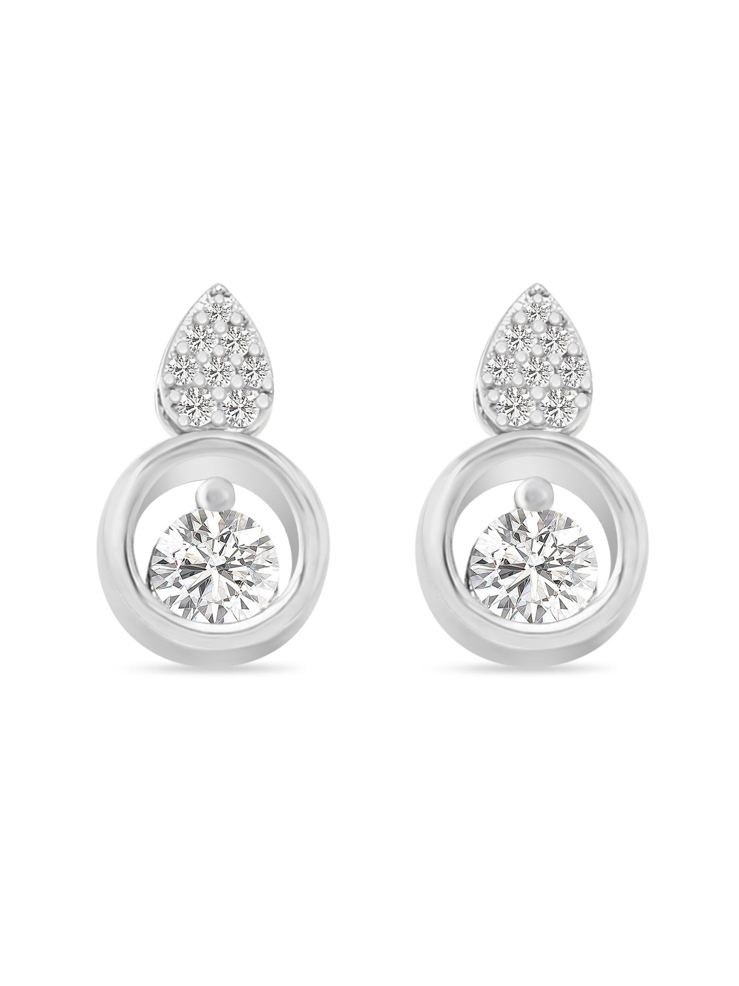 AAA Grade American Diamond Silver Small Earrings