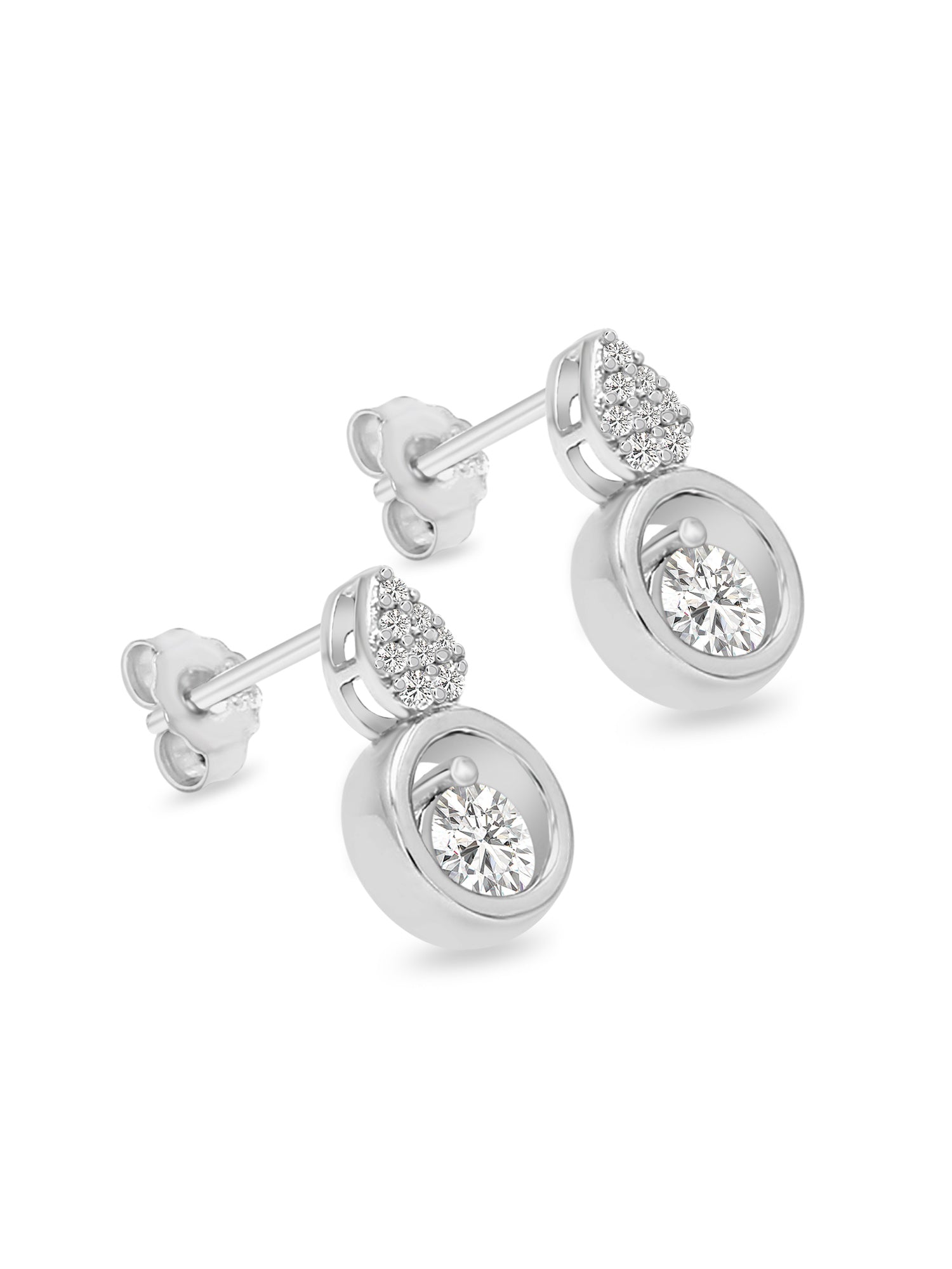 AAA Grade American Diamond Silver Small Earrings-2