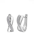 925 Silver Bali Hoop Earrings In American Diamond-2