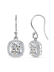 925 Silver Aaa American Diamond Cushion Cut Danglers Earrings