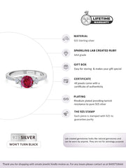 925 STERLING SILVER TRIO SOLITAIRE  RUBY SILVER RING FOR WOMEN-6