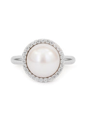 Single Pearl 925 Silver Big Ring For Women-7