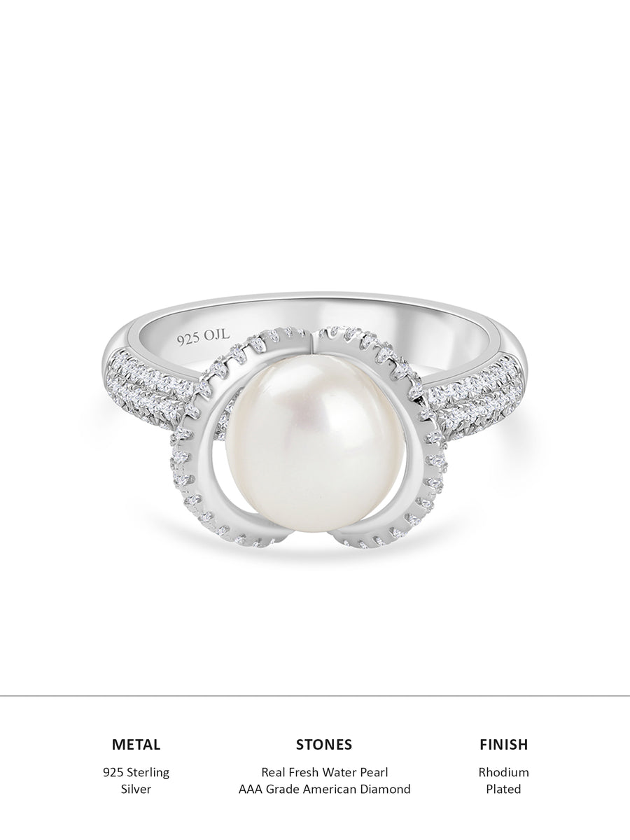 Real Pearl Ornate Statement Ring