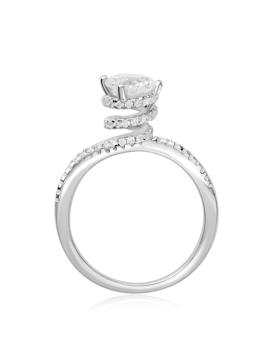 Ornate Solitaire Engagement Ring In 1 Carat American Diamond-5