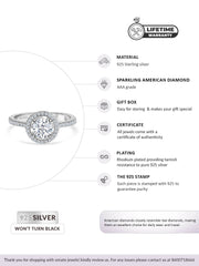 THE HALO AMERICAN DIAMOND 925 SILVER RING