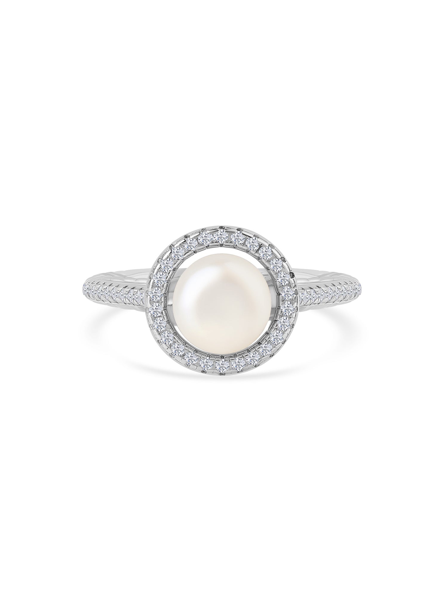 Pure Pearl Halo Silver Ring For Women-3