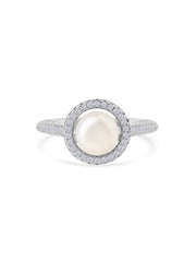 Pure Pearl Halo Silver Ring For Women-3