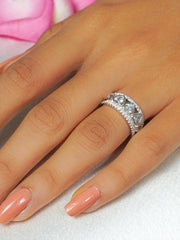 American Diamond Heart Band Ring For Women-2