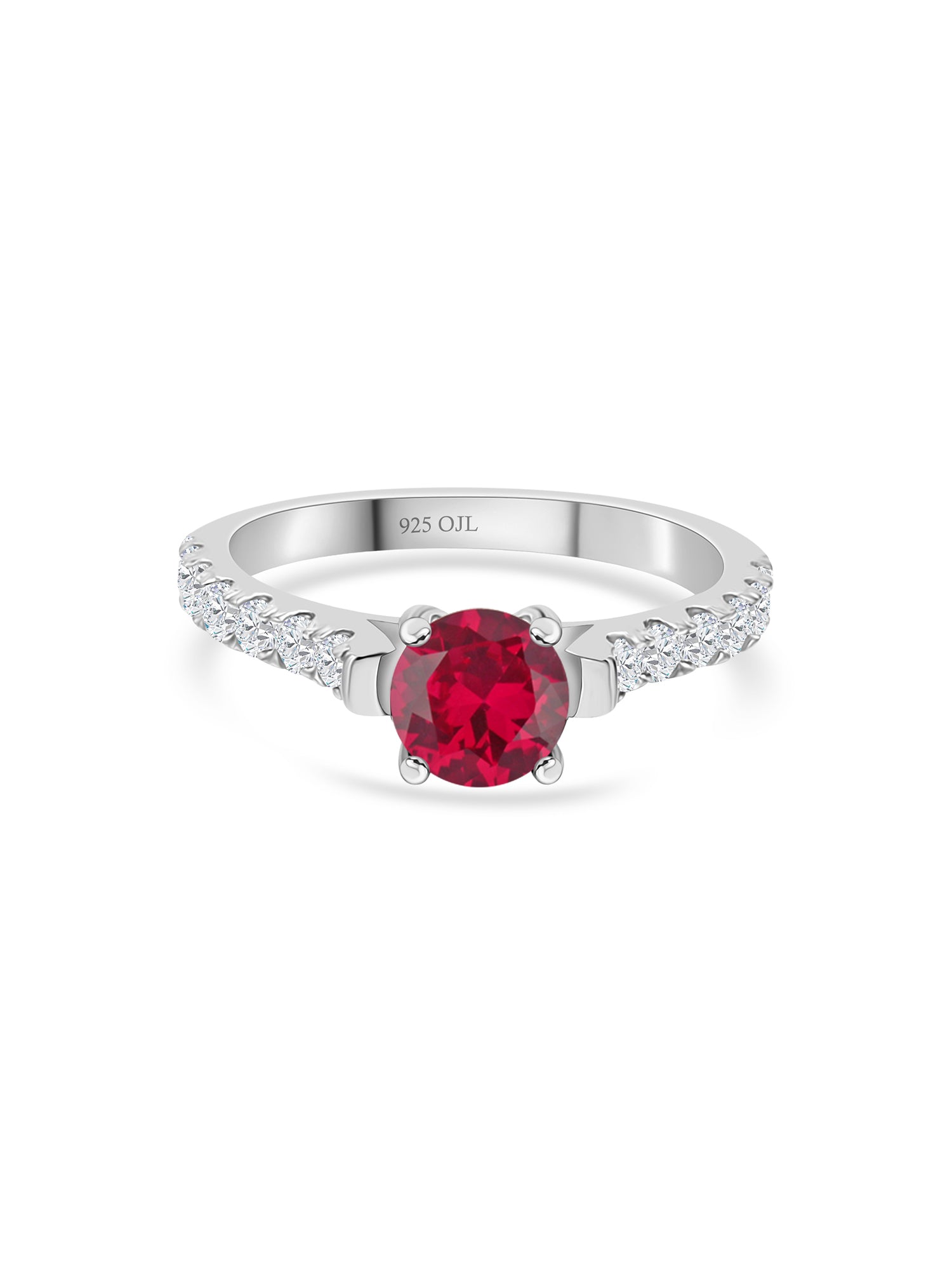 1.5 Carat Red Ruby Solitaire Silver Ring-5