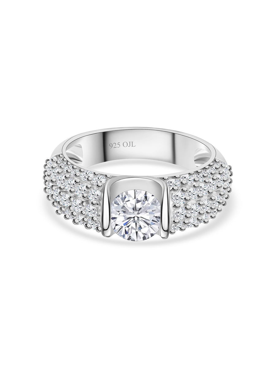 Sparkly 3 Carat Solitaire Band Ring