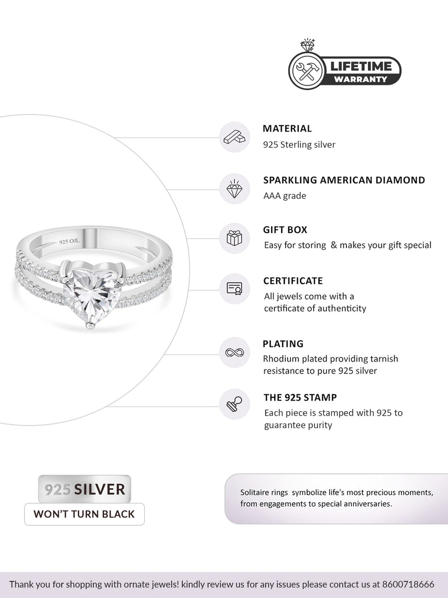 4 Carat Heart Ring For Women In Silver-6