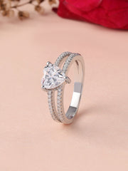 4 Carat Heart Ring For Women In Silver