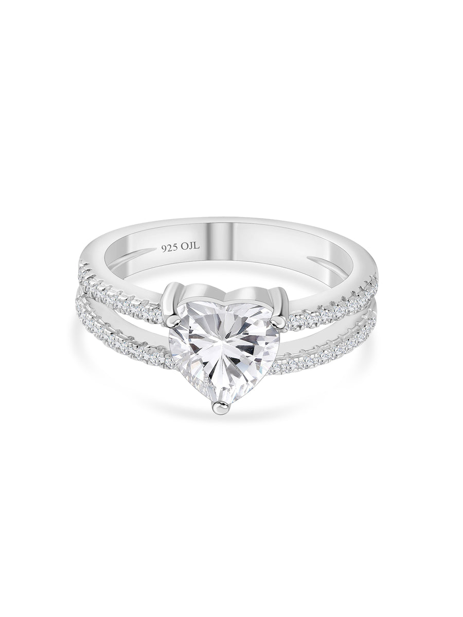 4 Carat Heart Ring For Women In Silver