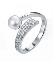 Natural Freshwater Pearl And Diamond Designer Ring In 925 Silver-2