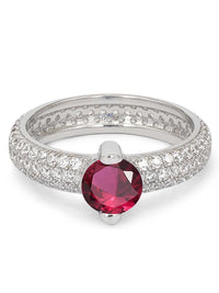 1 Carat Solitaire Ornate Ruby Silver Ring For Women