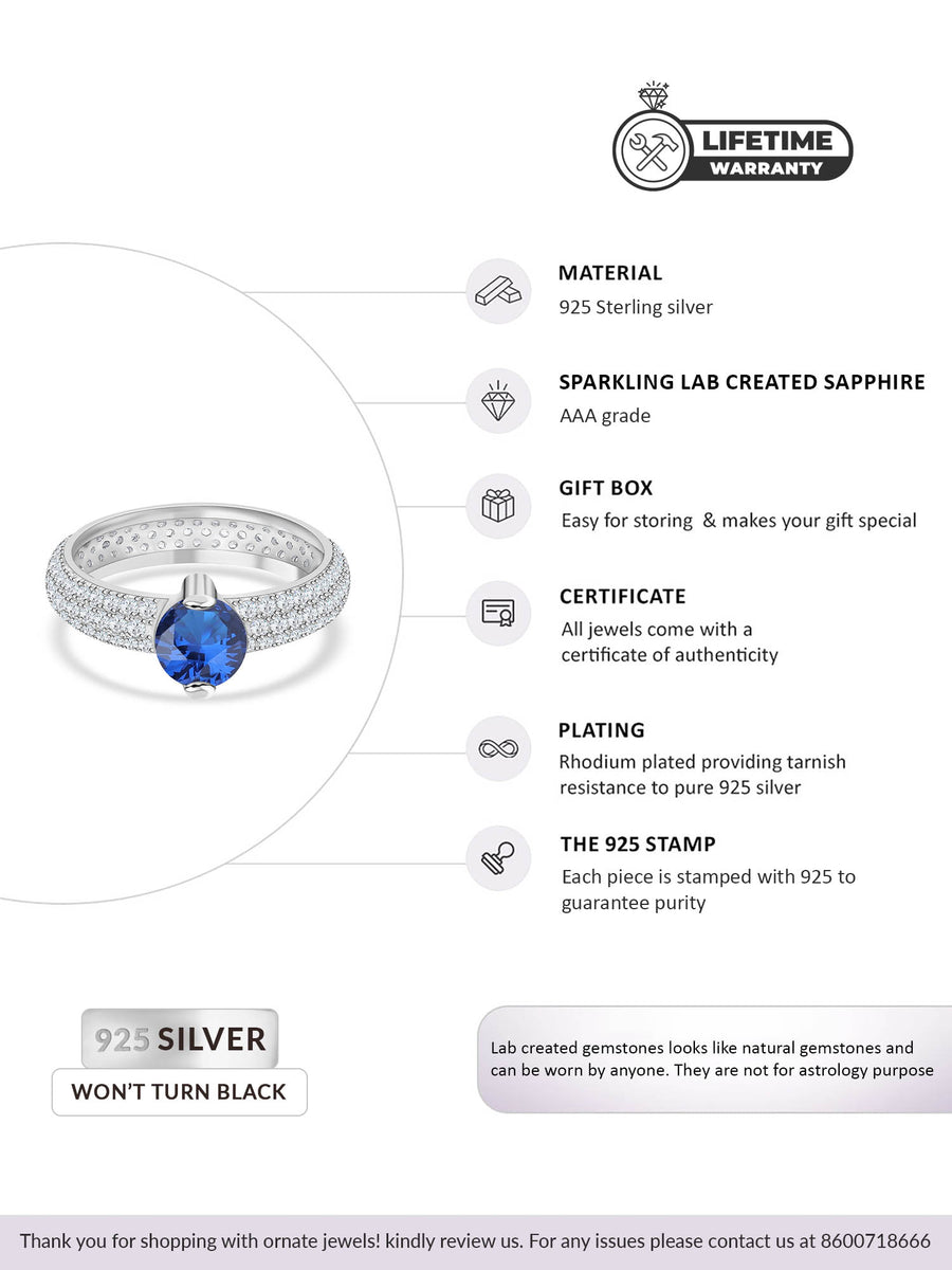 1 Carat Ornate Blue Sapphire Solitaire Ring For Women-3