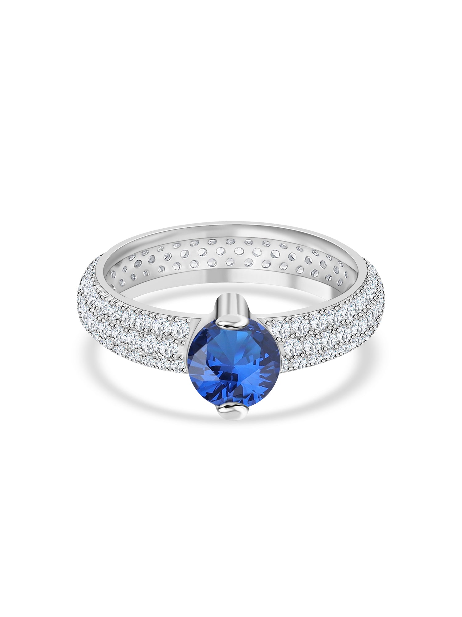 1 Carat Ornate Blue Sapphire Solitaire Ring For Women-3