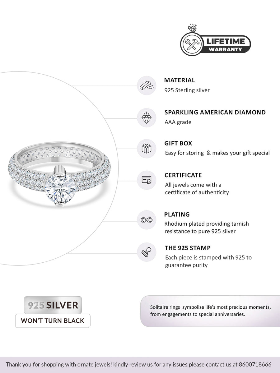 1 Carat Solitaire Engagement Ring For Women In Silver-6