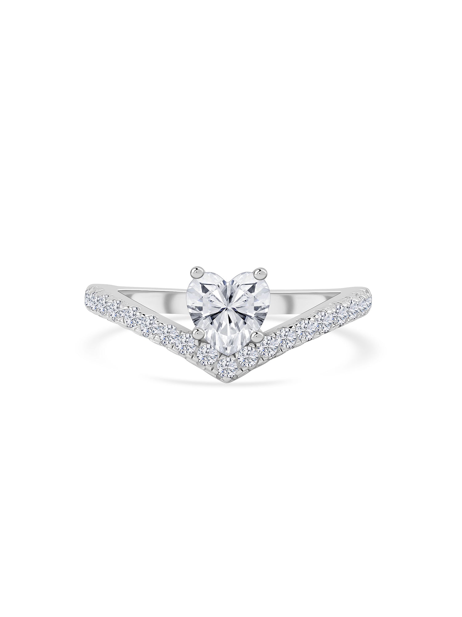 HEART 2 CARAT SOLITAIRE LOVE RING IN SILVER