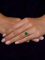 Classy Solitaire Emerald Ring in 925 Silver For Women-2