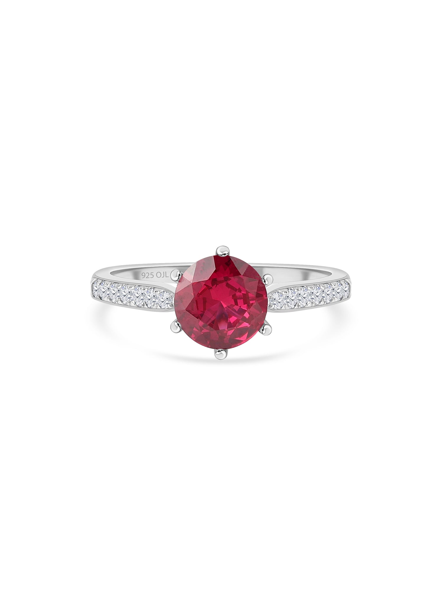 Red Ruby Solitaire Silver 925 Ring For Women-3