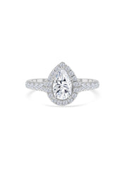 925 Silver Ring In Pear Shaped 1 Carat American Diamond