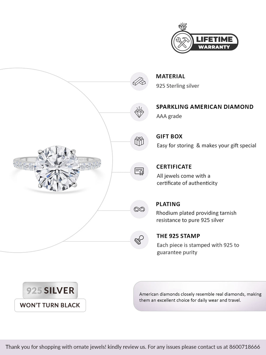 SOLITAIRE DIAMOND LOOK 925 SILVER RING