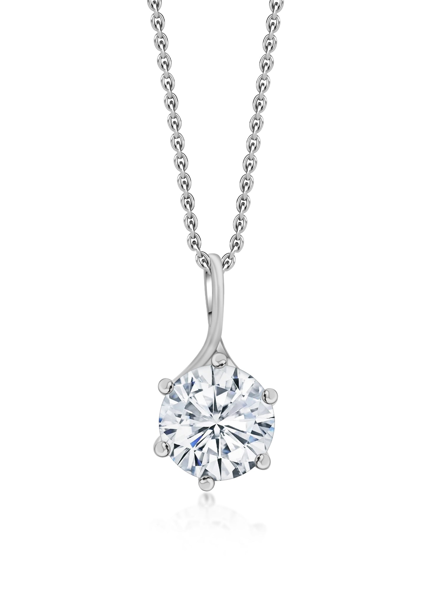 Silver Classic 2 Carat American Diamond Solitaire Pendant-3